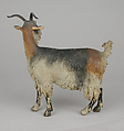 Female adult goat, Polychromed terracotta body, wooden legs, metal horns, Italian, Naples