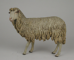 Standing sheep, Possibly by Nicola Vassalo, Polychromed terracotta body, lead ears and legs, Italian, Naples