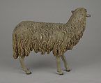 Standing sheep, Possibly by Nicola Vassalo, Polychromed terracotta body, lead ears and legs, Italian, Naples
