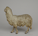 Standing sheep, Polychromed terracotta body, lead ears and legs, Italian, Naples