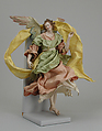 Angel, Giuseppe Gori, Polychromed terracotta head; wooden limbs and wings; body of wire wrapped in tow; various fabrics, Italian, Naples