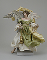 Angel, Salvatore di Franco, Polychromed terracotta head; wooden limbs and wings; body of wire wrapped in tow; silk garments and silver-gilt censer., Italian, Naples
