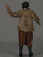 Boy, Polychromed terracotta head and wooden limbs; body of wire wrapped in tow; various fabrics; silver and metallic thread; leather hat with silk lining, Italian, Naples
