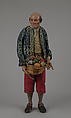 Man, Polychromed terracotta head and wooden limbs; body of wire wrapped in tow; various fabrics; gold metallic thread; silver buttons, Italian, Naples