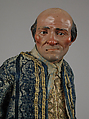 Man, Polychromed terracotta head and wooden limbs; body of wire wrapped in tow; various fabrics; gold metallic thread; silver buttons, Italian, Naples