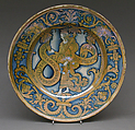 Plate, Maiolica (tin-glazed earthenware), lustered, Italian, Deruta