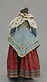 Girl carrying basket of onions, Polychromed wood and terracotta; raffia, cloth and straw, pearls, Italian, Naples