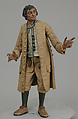 Man with walking stick, Polychromed wood and terracotta; straw, silk, metal, Italian, Naples