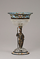 Standing cup, Rock crystal, silver gilt (?) and enamel, Austrian