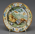 Plate, Castelli, Maiolica (tin-glazed earthenware), Italian, Castelli