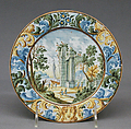 Plate, Castelli, Maiolica (tin-glazed earthenware), Italian, Castelli