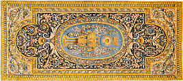 Apollo Gallery carpet no. 2 or 3, Savonnerie Manufactory, Wool, knotted and cut pile (symmetrical knot, 100 knots per square inch), French, Paris