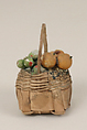 Small basket of fruit with handle, Wicker, plaster, Italian, Naples