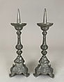 Pair of altar candlesticks, Pewter, Flemish, Liège