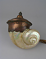 Covered container, Green Turban shell, copper, Indian, Gujarat