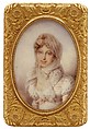Snuffbox with miniature of the Empress Marie-Louise, the King of Rome, and Napoléon I, Gabriel-Raoul Morel (French, 1764–1832), Gold, ivory, French, Paris