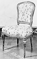 Side chair, Bovo, Carved and gilded beechwood, covered in 18th-century cream-colored silk tabby upholstery, French