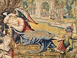 Seven Deadly Sins: Sloth tapestry, Designed by Pieter Coecke van Aelst (Netherlandish, Aelst 1502–1550 Brussels), Wool, silk, gold and silver-metal-wrapped threads, Netherlandish, Brussels