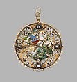 Pendant with Saint George and the Dragon, Enameled gold set with diamonds, possibly French
