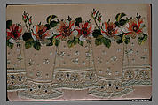 Dress border, Silk and metal thread on cotton, French