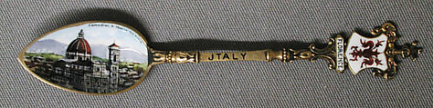Souvenir spoon with the view of Santa Maria del Fiore, Silver-gilt and enamel, European