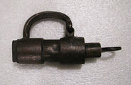 Padlock with key, Iron; brass or bronze, Russian