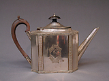Teapot, Nathaniel Smith and Company, Sheffield plate, wood, British, Sheffield