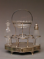 Cruet and soy frame, Thomas Watson and Co., Sheffield plate, glass, British, Sheffield