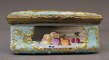 Snuffbox with still life, Enameled copper, British, South Staffordshire