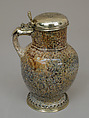 Tankard, Tin-glazed earthenware; silver-gilt, Flemish, Antwerp