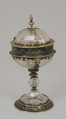 Cup with cover, Anton Schweinberger, Crystal, gold, enamel, gilt, German, Augsburg