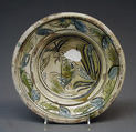 Dish, Lead-glazed earthenware, slipware, French, probably Sorrus