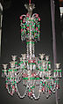 Eighteen-branch chandelier, Glass, British