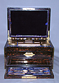 Traveling set case, Hunt &amp; Roskell, Ebony veneer, brass, British, London