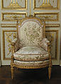 Armchair (Bergère à la reine) (one of a pair) (part of a set), Jean-Baptiste-Bernard Demay, Carved and gilded walnut, modern silk lampas, French