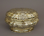Large oval box (one of a pair), Gottlieb Satzger (ca. 1709–1783, master 1746), Silver gilt, German, Augsburg