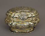 Oval box (one of a pair), Johann Martin Satzger I (ca. 1707–1785, master 1737), Silver gilt, German, Augsburg