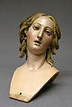 Bust (probably of an angel), Giuseppe Gori, Polychromed terracotta bust; inset glass eyes, Italian, Naples