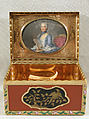 Snuffbox, Jean Ducrollay (French, born 1709, master 1734, recorded 1760), Gold, enamel, tortoiseshell inlaid (piqué) with gold, French, Paris