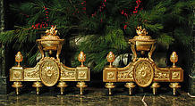 Pair of firedogs (chenets), Gilt bronze, French
