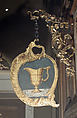 Shop bracket and sign, Bracket: wrought iron, partly gilt; Sign: painted metal (modern), French