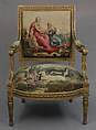 Armchair, Tapestry upholstery by Beauvais, Carved and gilded wood; wool, silk, French, Beauvais