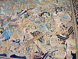 The Abduction of Helen from a set of The Story of Troy, Probably based on a woodcut by Bernard Salomon (French, ca. 1508–ca. 1561), Cotton, embroidered with silk and gilt-paper-wrapped thread, pigment, Chinese, Macao