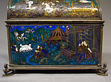 Casket with scenes of Genesis, Suzanne de Court (French, active 1575–1625), Painted enamel on copper, partly gilt; silver mounts, French, Limoges