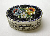 Pill box, Silver, glass, Italian