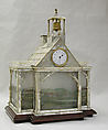 Veilleuse with clock, Painted glass and mother-of-pearl, Austrian, Vienna