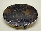 Oval box, Tortoiseshell, silver piqué, ivory(?), probably French, Paris