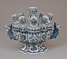 Flower vase, The "Greek A" Factory, Delftware (tin-glazed earthenware), Dutch, Delft