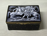 Snuffbox, possibly Sèvres Manufactory (French, 1740–present), Painted enamel on copper, partly gilt; copper with traces of silvering, French, possibly Sèvres