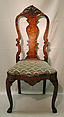 Side chair (one of a pair), Walnut, marquetry woods; the marquetry added at a later time, probably in the late 19th century, Dutch